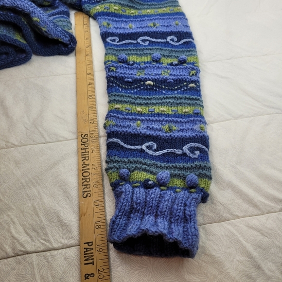 Newari hand knit wool blue cardigan buttons Icelandic Design cozy artsy NWT S/M - Picture 7 of 12